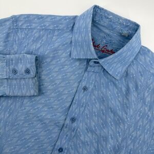 Robert Graham Men's Blue Diamond Pattern Long Sleeve Button Down Shirt Medium